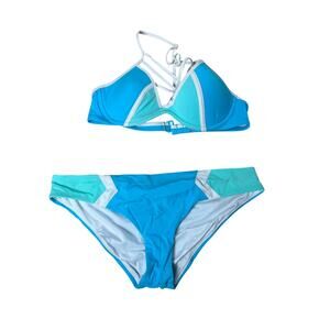 Victoria's Secret  Strappy Front T-Back Colorblock Bikini Top & Bottom Size S/M